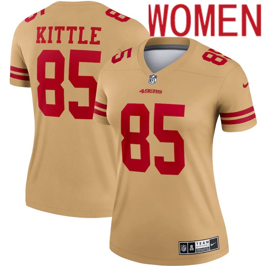 Women San Francisco 49ers #85 George Kittle Nike Gold Inverted Legend NFL Jersey->women nfl jersey->Women Jersey